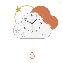Wall Clocks Net Red Clock Cloud Living Room Home Fashion Creative Background Decoration Watch Swing Hanging