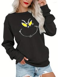 Women's Hoodies Cartoon Print Pullover Sweatshirt Vintage Long Sleeve Crew Neck For Fall & Winter Clothing