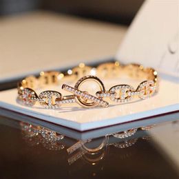 Luxury quality punk charm bracelet hollow design with diamond in 17# size for lady birthday wedding Jewellery gift have box stamp PS259p