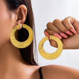 Hoop Earrings IngeSight.Z Exaggerated Gold Color Metal Large Circle Women Vintage Punk Chunky Wide Statement Jewelry