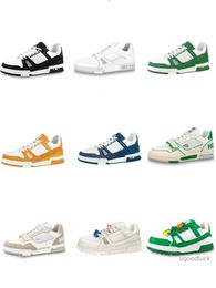 Top Designer Flat Sneakers Casual Shoes Cowboy Canvas Shoes Leather White Green Red Blue Letter Stacked Fashion Platform Men Women Low Top Sneakers