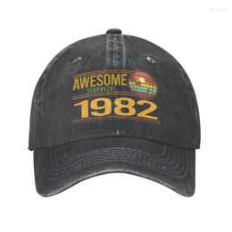 Ball Caps Unisex Cotton Colourful Sunset Awesome Since 1982 Birthday Baseball Cap Adult 41th Years Old Adjustable Dad Hat Sun Protection