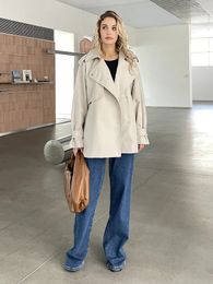 Womens Trench Coats Women Fall Autumn Cotton Short Jacket and Coat Casual Outerwear 230927