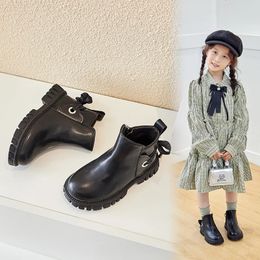 Boots Autumn Style Black Children's Leather Shoes Kids Waterproof Anti-slip Sneakers Girls' Breathable Princess Ankle Boots 230927