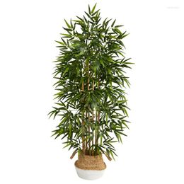 Decorative Flowers Artificial Bamboo Trees In Wood Cotton Jute Planter By