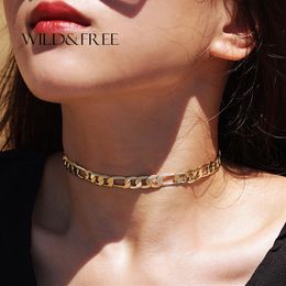 New Cuban Link Chain Choker Necklace For Women Gold Black Rose Gold Copper Sexy Necklace Statement Chokers Whole Jewelry212D