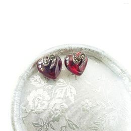 Stud Earrings KJJEAXCMY Brand Boutique Jewelry 925 Sterling Silver Garnet Women's Colorful Gemstone Mosaic Girl Handmade Ancient