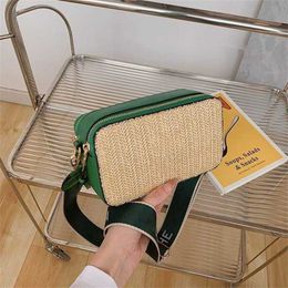 Hip Straw Crossbody mar Camera Bag High Quality Designer Bag Women snapshot Shoulder Bags Fashion Color Match Woven Luxury Bag Purse 230407