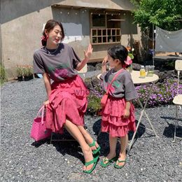 Family Matching Outfits Mother Daughter Matching Clothes Girls Skirt Set Ladys 2 Peice Top and Skirt Mommy and Me Outfit 2022 Parent Child Clothing Sets YQ230928