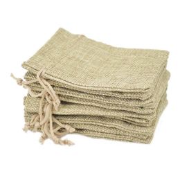 9x12cm Small Jute Jewelry Bags Jute Drawstring burlap bags Gift Candy Beads Bags for Handmade Soap Storage Wedding Decor268j