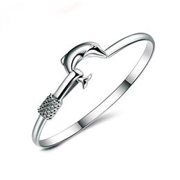 20pcs lot gift factory 925 silver charm bangle Fine Noble mesh Dolphin bracelet fashion Jewellery 1304272E