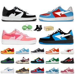 Sk8 Sta Designer Casual Shoes Patent Leather Black Color Camo Combo Pink Women Mens Platform Low Top Sneakers Grey Green Camouflage Flat Trainers Jogging Walking