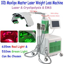 10D MAXlipo Master Laser Anti Cellulite Machine Red Green Light Cold Laser Therapy Fat Dissolve Lipolaser Slimming Beauty Equipment With 4 EMS Cryo Plates