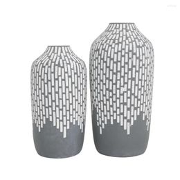 Vases Home Decoration 13" 11"H Mosaic Inspired Grey Ceramic Vase Set Of 2 Living Room