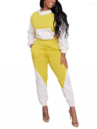 Women's Two Piece Pants 2 Set Women Outfits 2023 Tracksuit Patchwork Color Contrast Hoodie Top And Sports Casual Suit Matching Sets