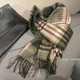 Scarves High Quality 100 Wool Scarf Men Winter Autumn Pure Fashion Classic Warm Thick British Versatile Muffler Male Shawl Women 230928