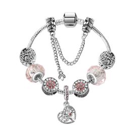 17-21CM Charm Bracelet 925 Silver Bracelets Life Tree Pendant Charms Bead Bangle snake chain as Christmas Gift Diy Jewellery Accesso294i