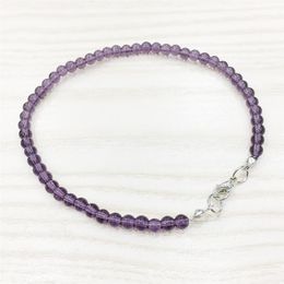 MG0141 Whole Natural Amethyst Anklet Handmade Purple Crystal Mala Bead Anklet 4 mm Mini Gemstone Jewelry252L