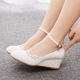 Slim 5cm Pedicure Sandals Short 601 High Heels Womens Wedges Casual Shallow-cut Buckle Round Head Single Shoe Bride 9651 2