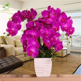 Fashion Orchid Artificial Flowers DIY Artificial Butterfly Orchid Silk Flower Bouquet Phalaenopsis Wedding Home Decoration1204M