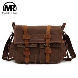 Evening Bags MARKROYAL Canvas Leather Mens Large Crossbody Bag Male Messenger Brand Shoulder Capacity Satchel Drop 230927