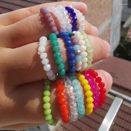 Cluster Rings ZX Trendy Handmade Crystal Stone Beaded For Women Korean Candy Colour Elastic Ring Girls Party Gift Wholesale Accessories