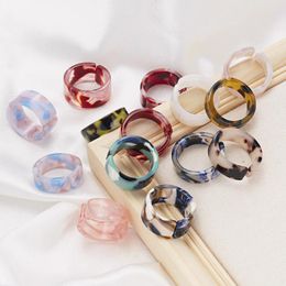 Cluster Rings 5 Pcs/Lot Mixed Colour Resin Geometric Circle Square Finger For Women Candy Acetate Board Set Party Jewellery