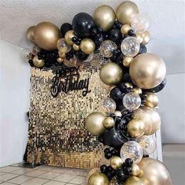121pcs Balloon Arch Garland Kit Chrome Gold Latex Black Balloons Wedding Baby Show Birthday Globos Decorations 210719237w