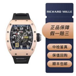 Richardmill Watch Automatic Mechanical Watches wristwatch Swiss Seires Mens RM030 RG 18K rose gold material fully hollowed out dial 427x50mm diameter with a warra W