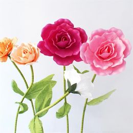 Decorative Flowers & Wreaths Giant Artificial Flower Fake Large Foam Rose With Stems For Wedding Background Decor Window Display S256E