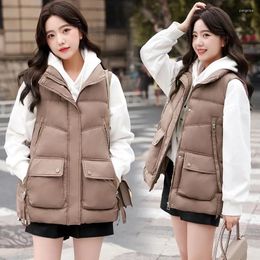 Women's Vests 2023 Down Cotton Autumn Winter Cotton-padded Waistcoat Female Hooded Warm Puffer Parkas Sleeveless Vest Outwea