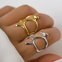 Cluster Rings IngeSight.Z Vintage Irregular Hollow Branches Adjustable For Women Punk Gold Colour Open Birthday Party Jewellery Gift