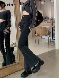 Women's Jeans Jielur Black High Waist Flare Jeans Female Autumn Korean Fashion Retro Loose Denim Pants Lady Straight Jeans Women S-XL 230928