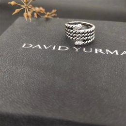 Dy Twisted Vintage Band Tasarımcı Çemberleri Elmaslı Kadın Erkekler 925 Gümüş Ayçiçeği Lüks 14K Altın Kaplama Nişan Taş Dy Ring Mücevher Hediyesi