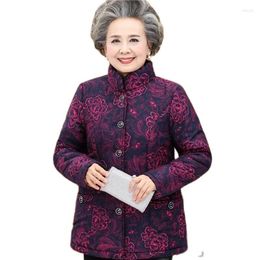 Women's Trench Coats 2023 Middle-aged Old People Winter Jackets Gold Velvet Cotton Parka Grandma Thick Padded Mother's Clothes Female Coat