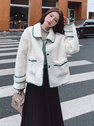 Women's Fur Autumn Winter Warm Elegant Faux Women Korean Fashion Single Breasted Ribbit Jacket Luxury Design Plush Outerwear B38