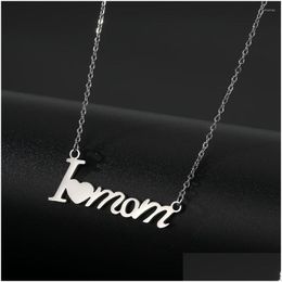 Pendant Necklaces Punk Mothers Day Letter Necklace For Women Mom Fashion Stainless Steel Clavicle Chain Choker Jewellery Gifts Drop Deli Dh3Db