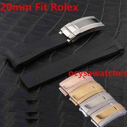 20mm Rubber Strap Watch Bands Rose Gold VAKCAK Blue SUB GMT Waterproof Watch Band Watchband Watches Accessories Deployment Clasp2383