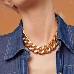 Choker 2023 Fashion Big Necklace For Women Twist Gold Silver Colour Chunky Thick Lock Chain Necklaces Party Jewellery