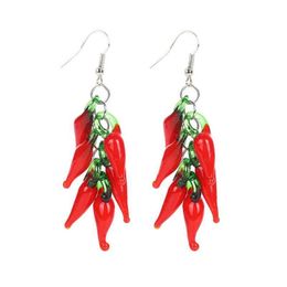 Dangle Chandelier Red Pepper Cluster Glass Earrings For Women 2022 Fashion Fangled Boutique Jewellery Wholesaledangle Drop Delivery Dh0D4