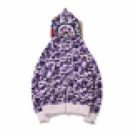 New A Bathing B Ape Men's Hoodies Autumn and Winter Purple Shark Camo Fleece Sweater Men's and Women's Loose Casual Hooded Coat