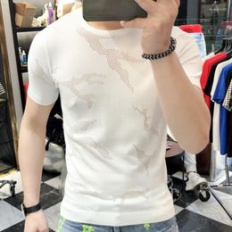 Men's T Shirts Short Sleeved Sweater Thin Letter Ice Silk Summer Bottoming T-shirt Versatile Korean