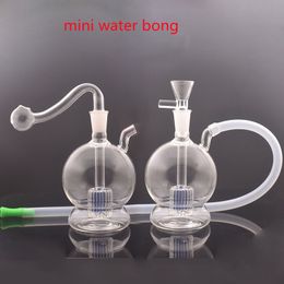 Wholesale 2style mini cheap Hookah Colourful Glass oil burner pipe water tobacco dab rig bong for smoking with 10mm male bowl and silicone hose