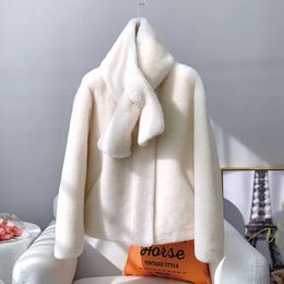 Womens Fur Faux Lady Girl Lamb Winter Coats Female Sheep Shearling Warm Short Jacket Overcoat JT3154 230927