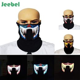 Jeebel LED Masks Clothing Big Terror Masks Cold Light Helmet Fire Festival Party Glowing Dance Steady Voice-activated Music Mask236C