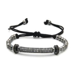 New Design Jewelry Whole 4mm 18kt Round Beads with Cubic Zirconia Tube Braided Macrame CZ Bracelets276W