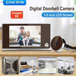 Doorbells Onvian 3.5Inch LCD Doorbell Camera Smart Home 120 Degree Angle Peephole Viewer Door Bell Outdoor Cat Eye Visual Digital Doorbell YQ230928