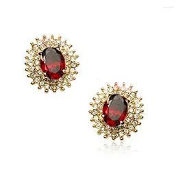 Dangle Earrings Trendy Rose Gold Colour Red Crystal Rigant CZ Wedding Earring For Women Gift Jewellery Wholesale Drop