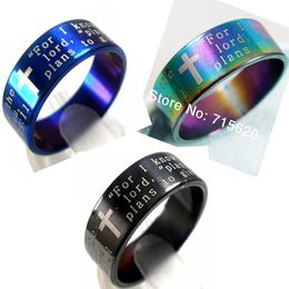 50pcs Jesus mix bible English Lords Prayer Stainless Steel Ring Whole Jewellery Lots Jeremiah 2911287R