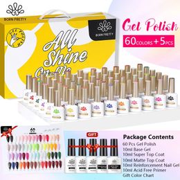 Nail Art Kits 65Pcs Set 10ml Gel Polish Spring Colour Glitter Sequins Varnish Soak Off UV Full 230927